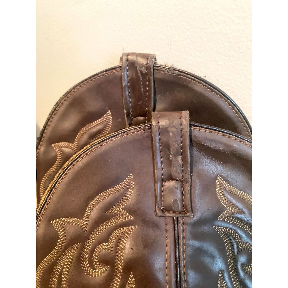 Laredo Brown Leather Embroidered Western Cowboy Boots Women's Size 8M - Picture 5 of 7